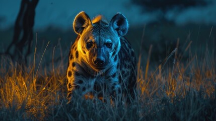 Nocturnal African Spotted Hyena in its Natural Habitat