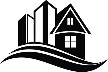 Modern Real Estate Minimalist Logo Silhouette Vector Design