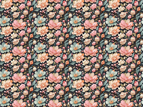 Spring Flowers Repeating Pattern in Pastel Colors | Perfect for Spring-Themed Designs and Backgrounds