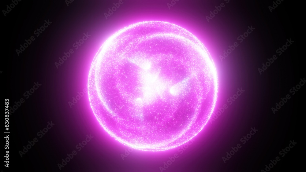 Poster magic particle sphere. computer generated 3d render