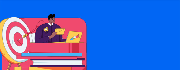 Marketing planning business characters flat vector concept operation hand drawn illustration
