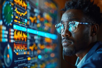 Health informatics specialist analyzing patient data on computer