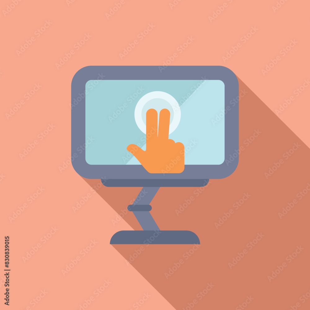 Poster modern flat design vector illustration of click interaction concept on a computer monitor screen wit