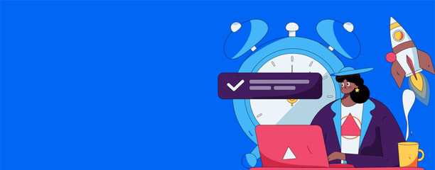 Marketing planning business characters flat vector concept operation hand drawn illustration
