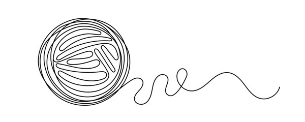 Ball of yarn continuous art line sign Round skein