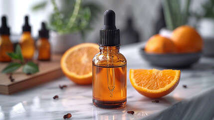 Bottle of Orange Flavor With Oranges