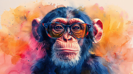 Monkey Wearing Glasses Painting