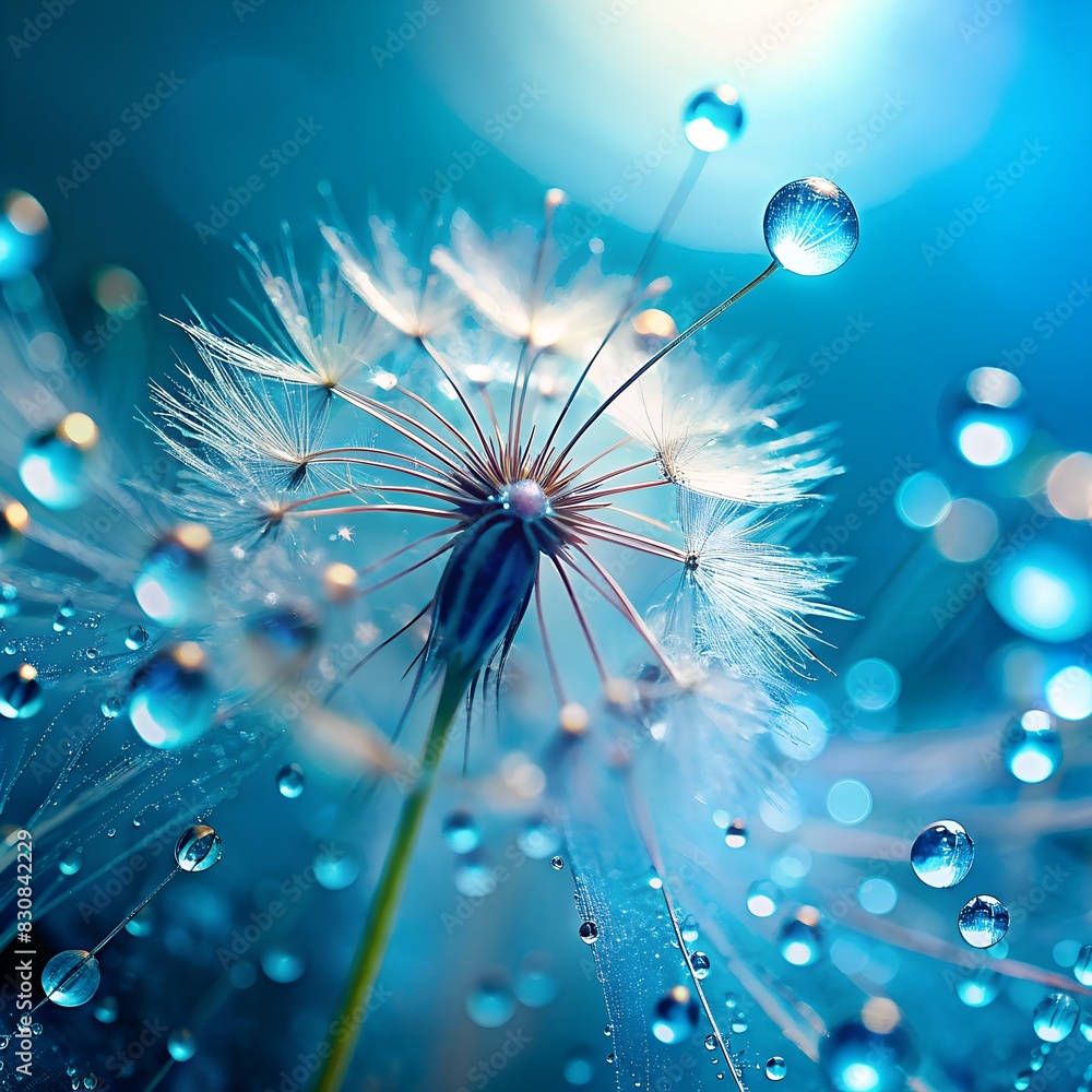 Wall mural dandelion, water drop, abstract background with flowers