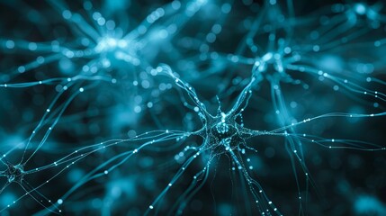 Obraz premium Neural network web and data encryption symbols, close up, perfect for AI and tech themes, whimsical, Silhouette, futuristic digital backdrop