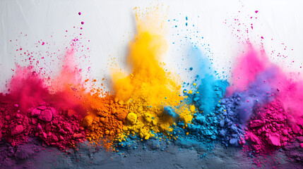 Fototapeta premium Colorful powder on white background, 