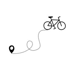 Bicycle dotted line route path