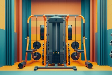 Gym on a bright colored background