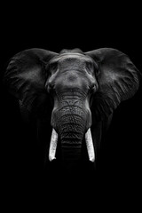 Elephant Portr&auml;t on black background