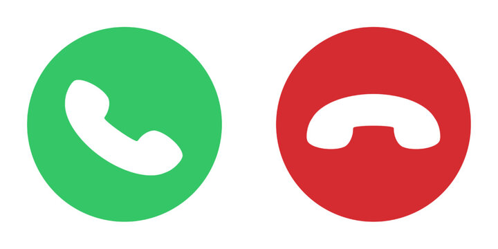 Accept decline phone call button isolated on white and transparent background. green red phone call button vector illustration