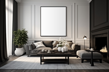 PNG living room picture frame mockup, transparent design