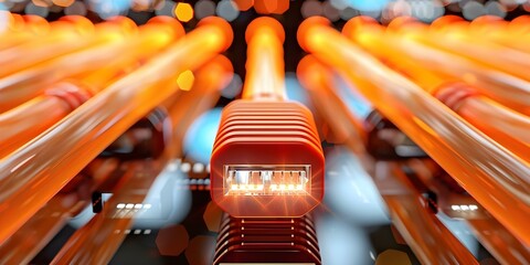 Photo of a highspeed data transfer cable connecting two devices symbolizing rapid and efficient data transmission. Concept High-speed Data Transfer, Efficient Connectivity, Rapid Data Transmission