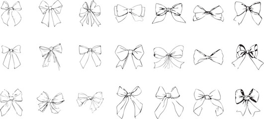 abstract floral design Bow knot and tie ups flat sketch vector illustratration  isolated on white background
