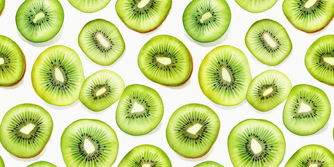 Fototapeta premium A pattern of kiwi slices. Vertical location.