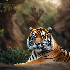 Fototapeta premium Tiger is hunting in the forest