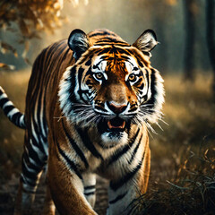 Fototapeta premium Tiger is hunting in the forest