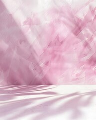 abstract background with pink watercolor wall and floor for product presentation mockup design template