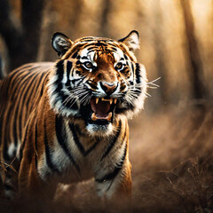 Obraz premium Tiger is hunting in the forest