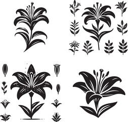 lily silhouette Design vector Art AI Generated 