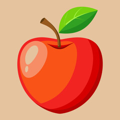red apple with leaf