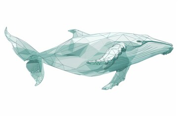Naklejka premium Polygonal Humpback Whale Illustration - Digital Art of a Geometric Marine Mammal. Whale Day