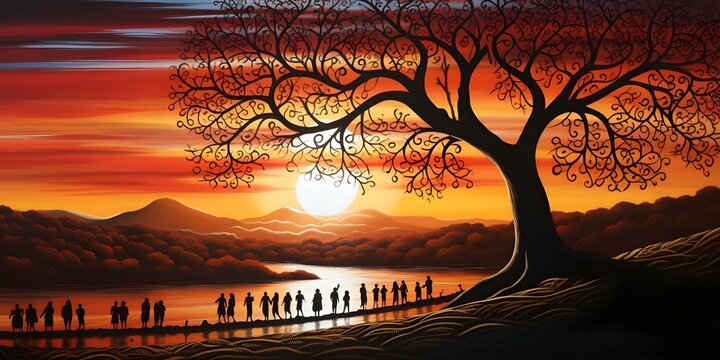 Australian Aboriginal dreamtime creation story of the rainbow serpent shaping the land rivers trees and people. Concept Dreamtime Creation Story, Rainbow Serpent, Aboriginal Culture
