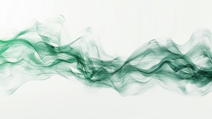 Green and White Smoke Swirls on White Background