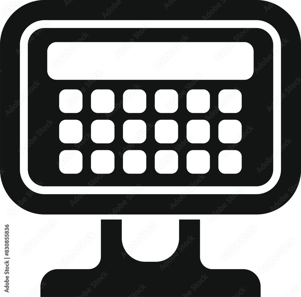 Wall mural vector graphic depicting a stylized computer screen attached to a keyboard, in monochrome