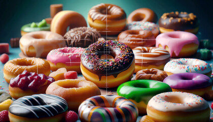 Celebrate National Donut or doughnut day, sweet retreat snack, happiness through dessert party, dairy bakery food for life event