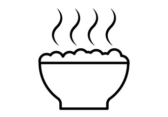 Icono negro de tazón con sopa o comida caliente.