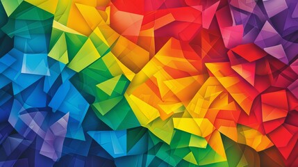 A colorful composition of overlapping rainbow flag