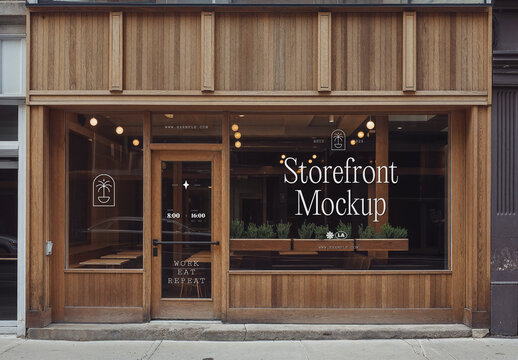 Light Wood Storefront Mockup