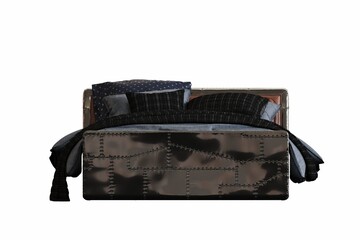 bed isolated on white background, interior furniture, 3D illustration, cg render