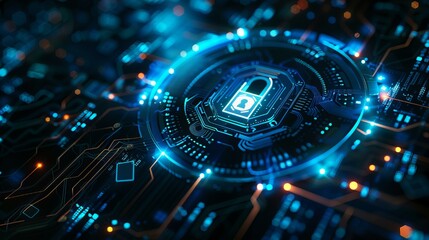 Obraz premium Futuristic Cybersecurity Technology