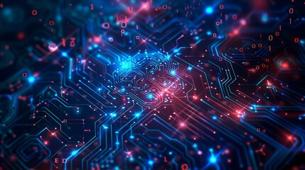 Fototapeta premium Futuristic Circuit Board with Binary Code