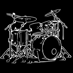 Stencil of a modern Drum Kit -Black & White-ideal for many styles  of contemporary music