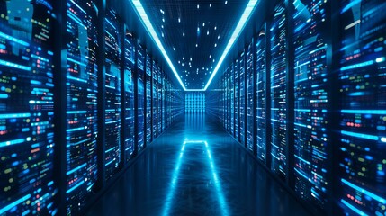 Obraz premium Futuristic Data Center Corridor