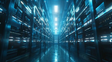 Fototapeta premium Futuristic Data Center Corridor