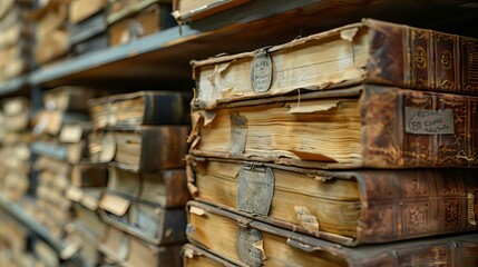 Old Books on Rustic Shelves