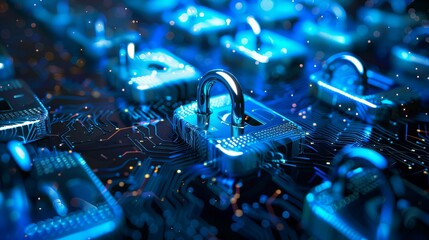 Cybersecurity Digital Locks on Electronic Circuit Board