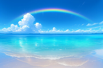 "Enchanting Rainbow Seascape - Igniting the Soul's Quest for Natural Beauty"