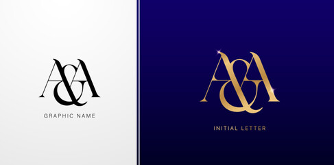 AA initials letters monogram logos designs symbol for business cards elements, branding company identity, advertisement material golden foil paper, collage print, ads campaign, wedding invitation sign