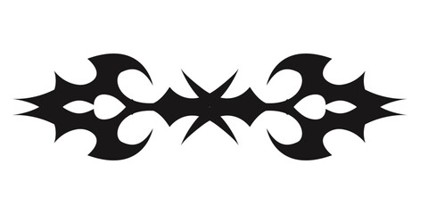 Neo tribal y2k wings flame aesthetic tattoo gothic cover, fire or wings abstract silhouette isolated on background. Divider, border, cyber body ornament, neotribal web goth decoration