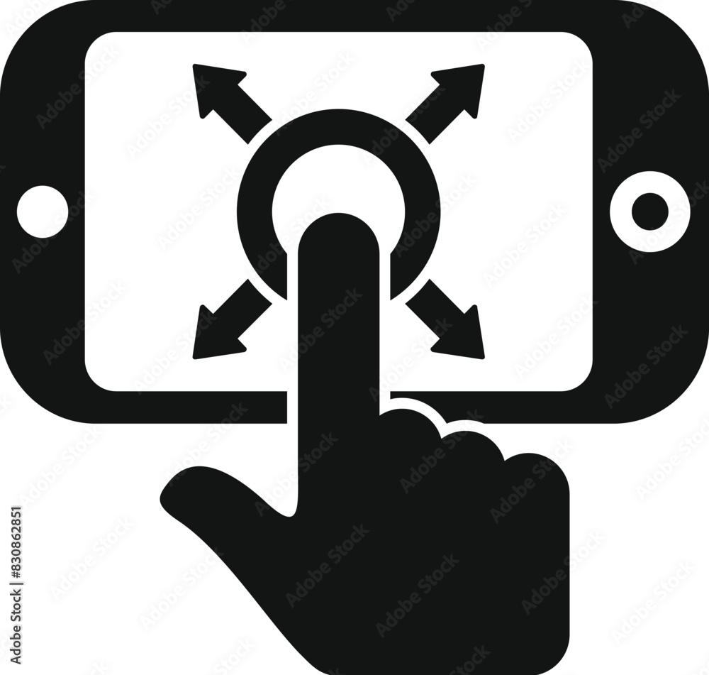Poster modern touchscreen smartphone interface concept with vector illustration of hand and digital interac
