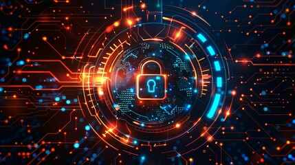 Obraz premium Cybersecurity Digital Lock Technology