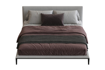 bed isolate on a transparent background, interior furniture, 3D illustration, cg render
